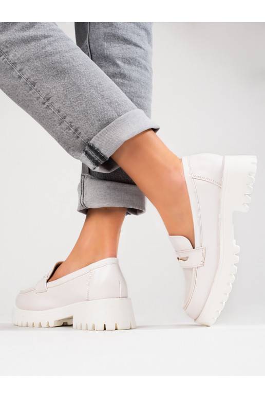 baltos spalvos  loafersy su platforma Shelovet