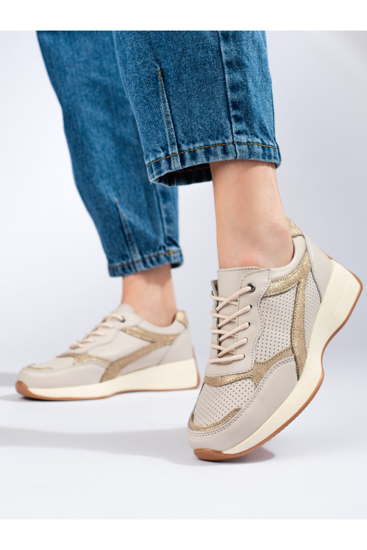   smėlio spalvos Sneakers modelio batai su platforma Shelovet