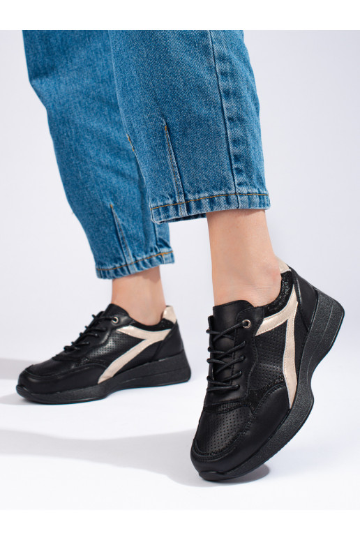   juodos spalvos Sneakers modelio batai su platforma Shelovet