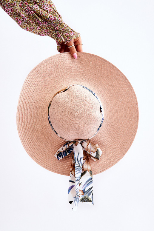 Elegancki Moteriška skrybelė Z ową su kaspinėliais rožinė